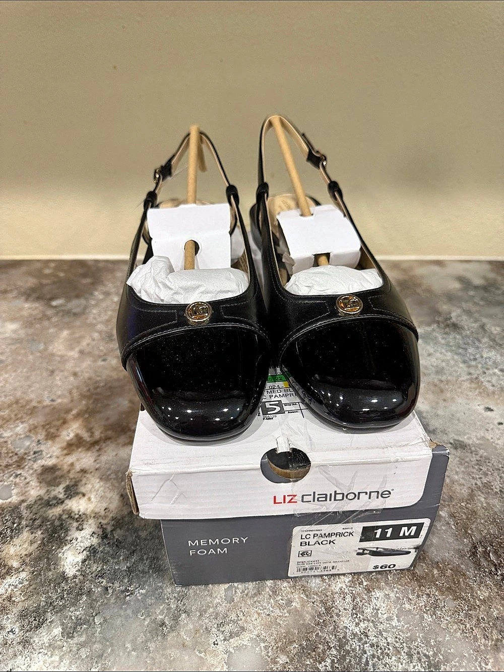 Liz Claiborne LC Pamprick Women's Black Slingback Heels US 11 M